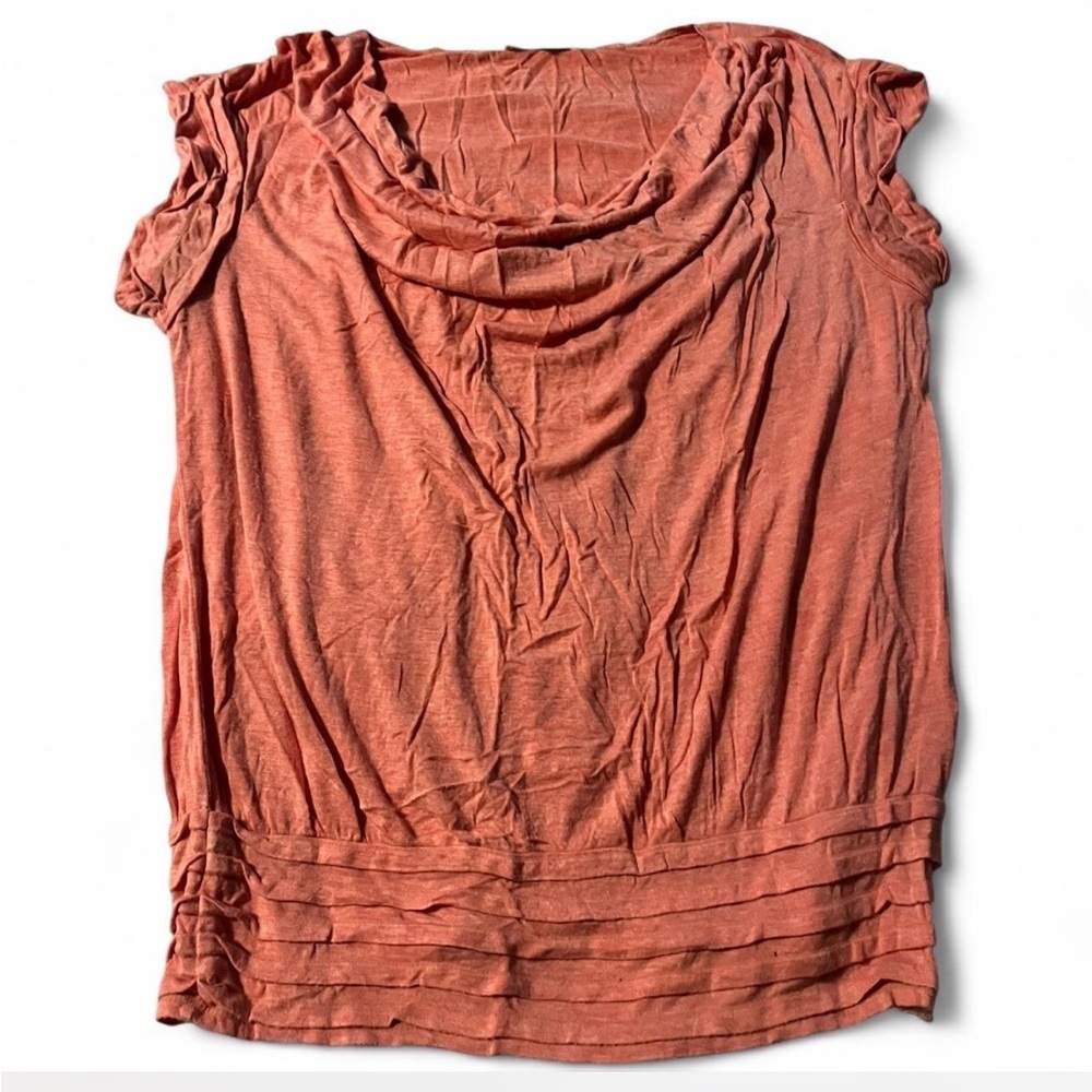 Sophie Max Salmon Color Soft Blouse, Drape Neckline, Sz XL